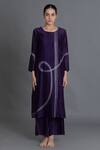 Khat_Purple Chanderi Silk Embroidery Round Neck Kurta And Pant Set _at_Aza_Fashions