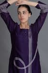 Buy_Khat_Purple Chanderi Silk Embroidery Round Neck Kurta And Pant Set 