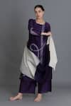 Buy_Khat_Purple Chanderi Silk Embroidery Round Neck Kurta Pant Set _at_Aza_Fashions