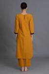 Shop_Khat_Yellow Tencel, Cotton Piping V-neck Mustered Kurta And Pant Set _at_Aza_Fashions