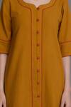 Khat_Mustard Cotton Round Neck Kurta And Pant Set _Online_at_Aza_Fashions