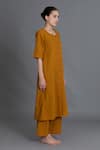 Buy_Khat_Mustard Cotton Round Neck Kurta And Pant Set _Online_at_Aza_Fashions