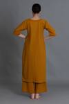 Shop_Khat_Mustard Cotton Round Neck Kurta And Pant Set _at_Aza_Fashions