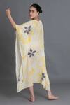 Buy_Khat_Yellow Crepe, Silk Round Neck Crezia Floral Print Kaftan _Online_at_Aza_Fashions