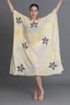 Buy_Khat_Yellow Crepe, Silk Round Neck Crezia Floral Print Kaftan _at_Aza_Fashions
