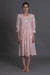 Shop_Khat_Pink Cotton Round Neck Pastel Polka Kurta _Online_at_Aza_Fashions