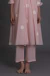 Khat_Pink Handloom Cotton Round Neck Pastel Polka Kurta And Pant Set _Online_at_Aza_Fashions