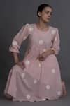 Shop_Khat_Pink Handloom Cotton Round Neck Pastel Polka Kurta And Pant Set _Online_at_Aza_Fashions
