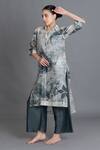 Buy_Khat_Mint Chanderi Silk Collared Texture Long Kurta And Pant Set _Online_at_Aza_Fashions