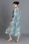 Shop_Khat_Blue Chanderi Silk Round Neck Ocean Floral Print Kurta _at_Aza_Fashions