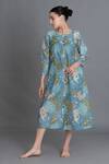 Buy_Khat_Blue Chanderi Silk Round Neck Ocean Floral Print Kurta _at_Aza_Fashions