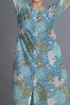 Buy_Khat_Blue Chanderi Silk Round Neck Ocean Floral Print Kurta And Pant Set 
