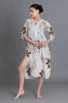Buy_Khat_Off White Handloom Cotton Mandarin Collar Earthy Brown Print Kurta _at_Aza_Fashions