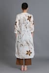 Shop_Khat_Off White Handloom Cotton Mandarin Collar Earthy Brown Print Kurta And Pant Set _at_Aza_Fashions