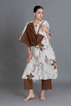 Buy_Khat_Off White Handloom Cotton Mandarin Collar Earthy Brown Print Kurta Set _at_Aza_Fashions