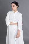 Khat_White Poplin Collared Bright Pleated Shirt Dress _Online_at_Aza_Fashions