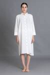 Buy_Khat_White Poplin Collared Bright Pleated Shirt Dress _Online_at_Aza_Fashions