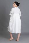 Khat_White Poplin Collared Bright Pleated Shirt Dress _at_Aza_Fashions