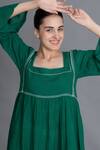 Buy_Khat_Green Handloom Cotton Embroidery Square Neck Dress _Online_at_Aza_Fashions