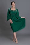 Shop_Khat_Green Handloom Cotton Embroidery Square Neck Dress _Online_at_Aza_Fashions