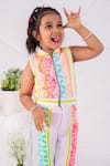 Toplove_Multi Color Embroidery Geometric Print Bomber Jacket And Pant Set _at_Aza_Fashions