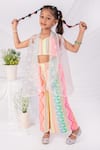 Buy_Toplove_Multi Color Organza Embroidery, Sequins Geometric Print Shrug Set _at_Aza_Fashions