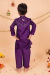 Shop_Toplove_Purple Silk Embroidery, Gota Patti Banarasi Kurta And Pajama Set _at_Aza_Fashions