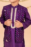 Shop_Toplove_Purple Silk Embroidery, Gota Patti Banarasi Kurta And Pajama Set _Online_at_Aza_Fashions