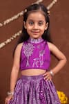 Toplove_Purple Dupion, Silk Embroidery Deer And Tree Blouse With Lehenga _Online_at_Aza_Fashions