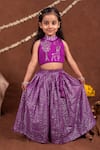 Buy_Toplove_Purple Dupion, Silk Embroidery Deer And Tree Blouse With Lehenga _Online_at_Aza_Fashions