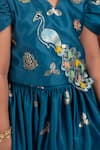 Buy_Toplove_Teal Satin Embroidery, Sequins Peacock And Tree Blouse With Lehenga _Online_at_Aza_Fashions