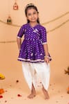 Toplove_Purple Silk Zari, Tassels Banarasi Angrakha Kurta And Dhoti Pant Set _Online_at_Aza_Fashions