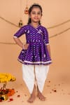 Buy_Toplove_Purple Silk Zari, Tassels Banarasi Angrakha Kurta And Dhoti Pant Set _at_Aza_Fashions