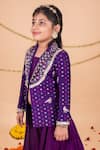 Toplove_Purple Silk Embroidery, Sequins, Zari Banarasi Woven Jacket And Sharara Set _at_Aza_Fashions