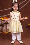 Buy_Toplove_Yellow Cotton Embroidery, Beads Watermelon Ruffled Kurta With Pajama _at_Aza_Fashions