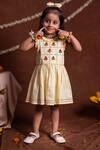 Buy_Toplove_Yellow Cotton, Silk Embroidery, Beads Watermelon Ruffled Dress _at_Aza_Fashions