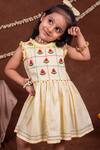 Toplove_Yellow Cotton, Silk Embroidery, Beads Watermelon Ruffled Dress _Online_at_Aza_Fashions