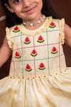 Buy_Toplove_Yellow Cotton, Silk Embroidery, Beads Watermelon Ruffled Dress _Online_at_Aza_Fashions