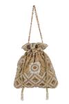 Buy_The Purple Sack_Gold Beads, Embroidery, Pearls Geometric And Sequin Potli Bag _Online_at_Aza_Fashions