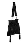 The Purple Sack_Black Sequins, Beads, Tassels Embroidered Chevron Potli Bag _Online_at_Aza_Fashions