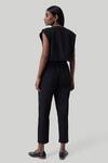Shop_Reistor_Black Cotton Round Neck Organic Jumpsuit With Detachable Belt _at_Aza_Fashions