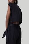 Shop_Reistor_Black Cotton Round Neck Organic Jumpsuit With Detachable Belt _Online_at_Aza_Fashions