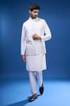 Buy_Arihant Rai Sinha_Cream Silk Embroidery Floral Bundi And Kurta Set _at_Aza_Fashions