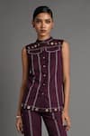 Buy_Veera Wear_Purple Cotton Collared Merlot Muse Top _at_Aza_Fashions