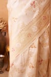 Neitri_Ivory Brocade Zari, Embroidery Jasmine Banarasi Silk Floral Woven Saree _Online_at_Aza_Fashions