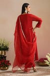 Shop_Trendy Tokari_Red Chanderi Silk, Cotton, Organza Embroidery, Sequins, Zari Hand Kurta Set _at_Aza_Fashions