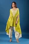 Buy_Prisho_Green Embroidery Round Neck Dori Kaftan And Pant Set _at_Aza_Fashions