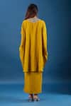 Shop_Prisho_Yellow Embroidery Round Neck Yoke Kaftan With Skirt _at_Aza_Fashions