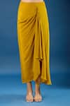 Prisho_Yellow Embroidery Round Neck Yoke Kaftan With Skirt _at_Aza_Fashions