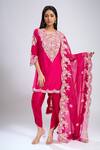Buy_Prisho_Fuchsia Embroidery, Zari Round Neck Dori Short Kurta Set _at_Aza_Fashions